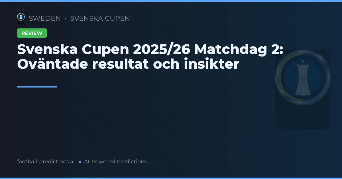 Svenska Cupen 2025/26 Matchdag 2: Oväntade resultat och insikter
