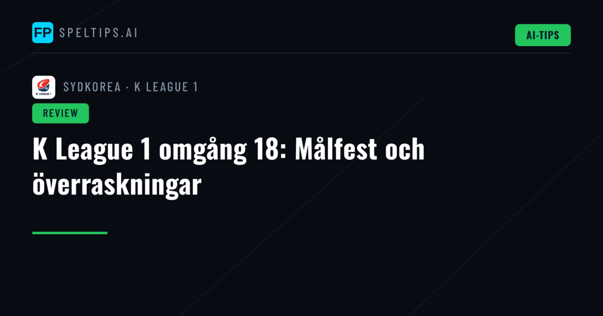 K League 1 omgång 18: Målfest och överraskningar