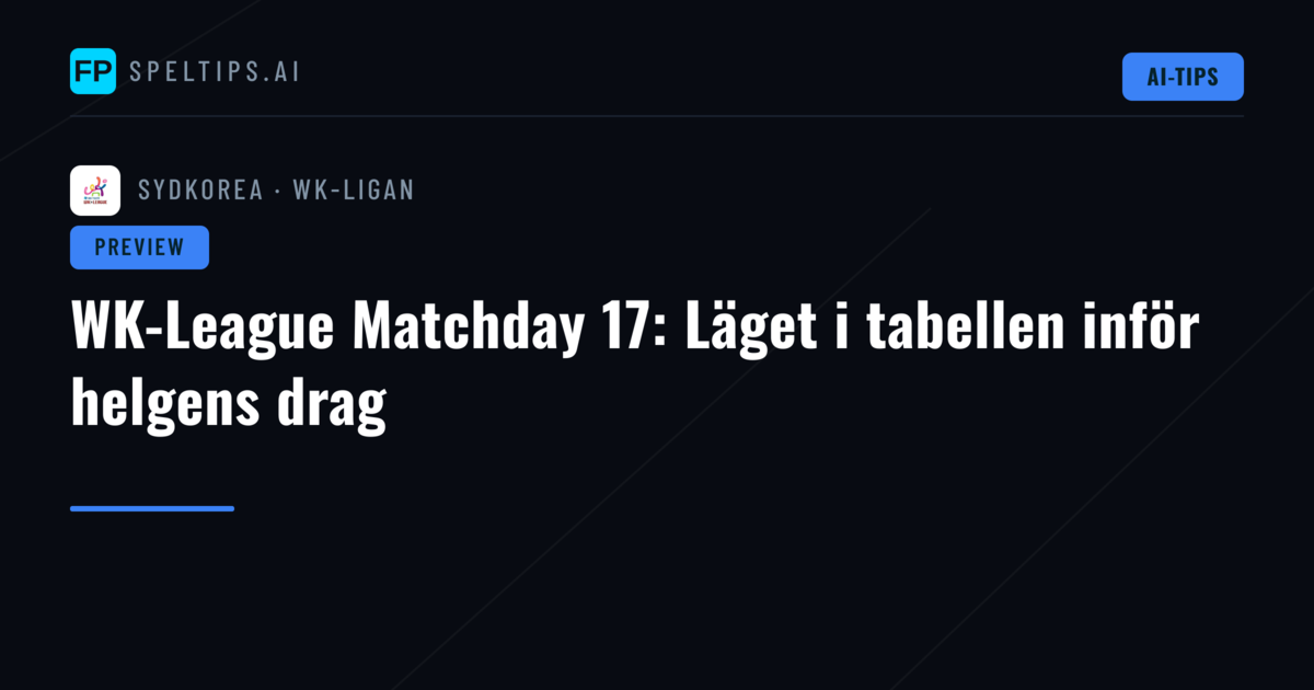 WK-League Matchday 17: Läget i tabellen inför helgens drag