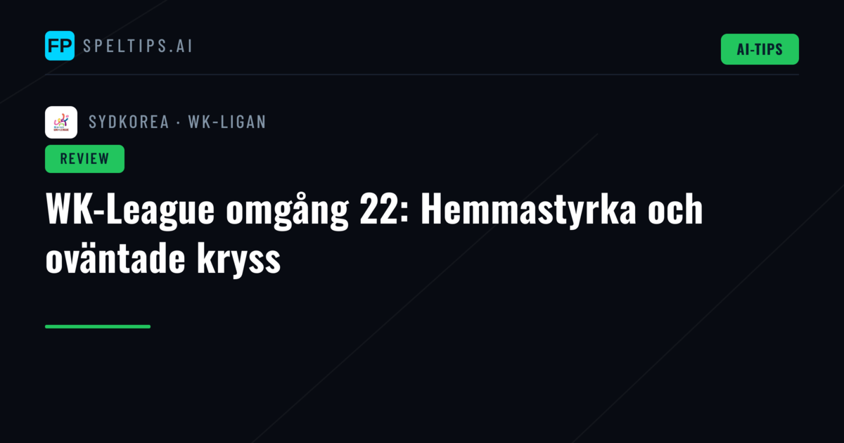 WK-League omgång 22: Hemmastyrka och oväntade kryss