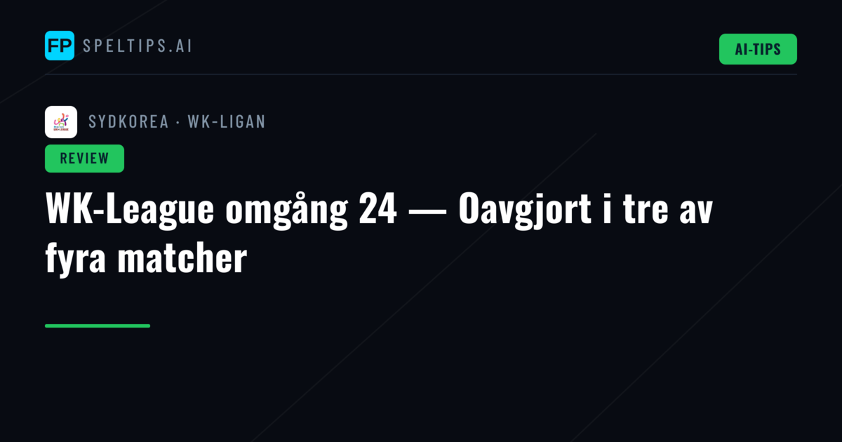 WK-League omgång 24 — Oavgjort i tre av fyra matcher