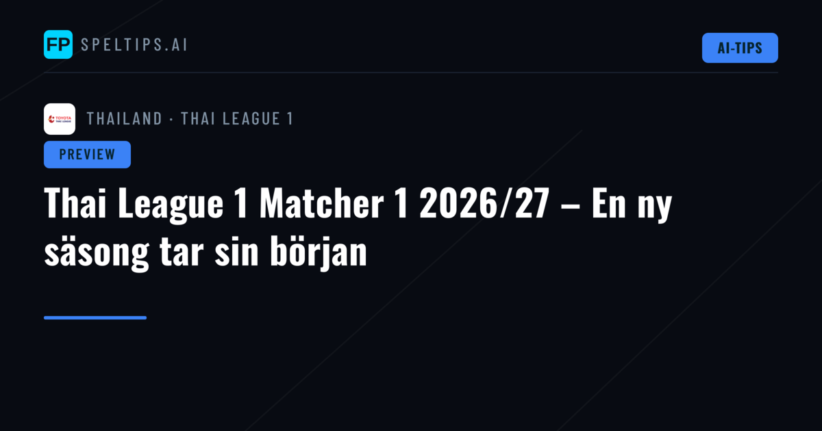 Thai League 1 Matcher 1 2026/27 – En ny säsong tar sin början