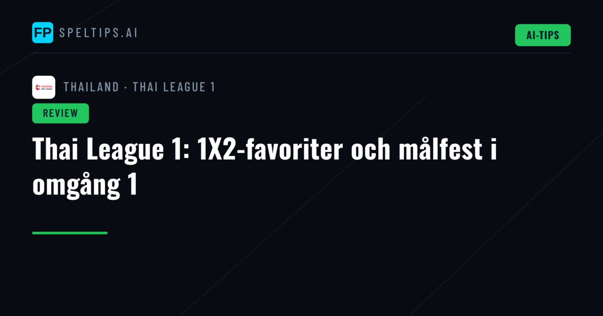 Thai League 1: 1X2-favoriter och målfest i omgång 1