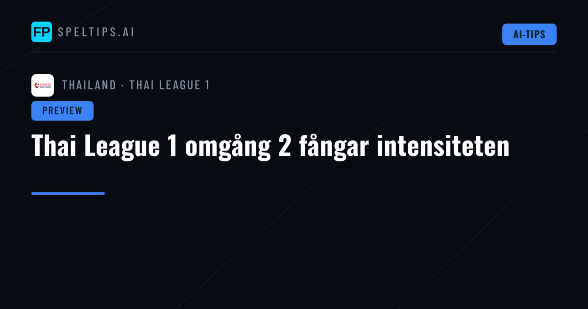 Thai League 1 omgång 2 fångar intensiteten