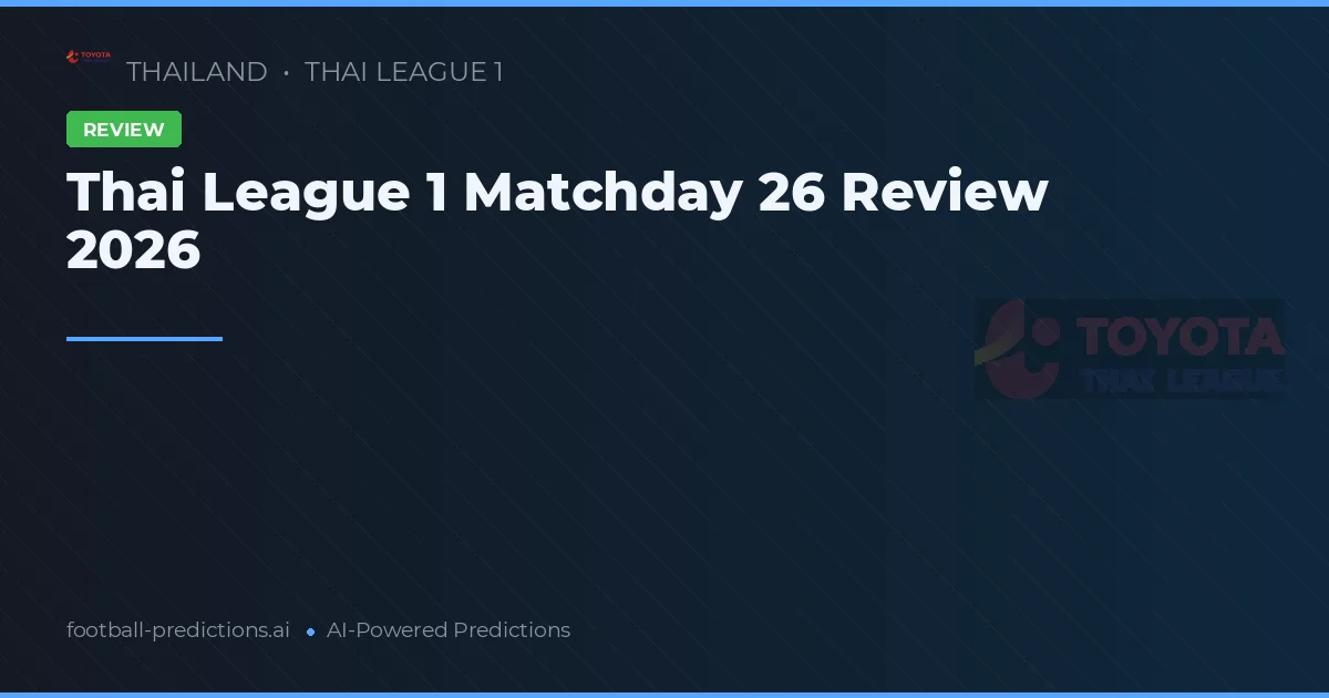 Thai League 1 Matchday 26 Review 2026