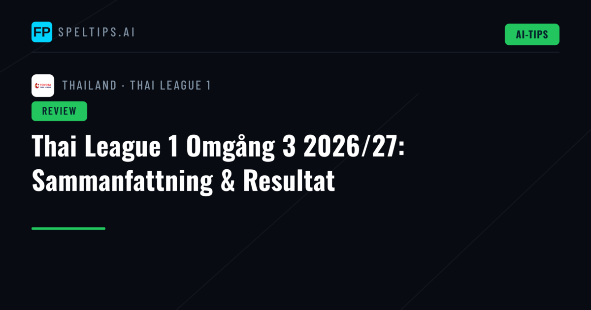 Thai League 1 Omgång 3 2026/27: Sammanfattning & Resultat
