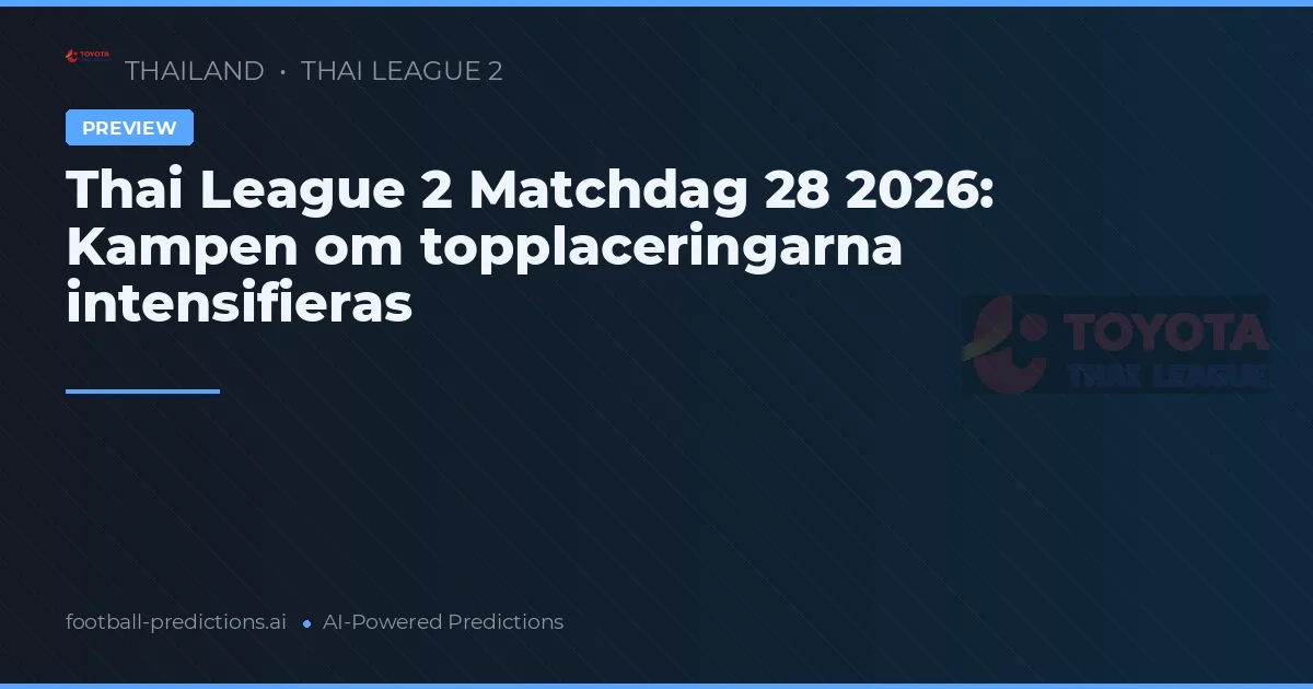 Thai League 2 Matchdag 28 2026: Kampen om topplaceringarna intensifieras