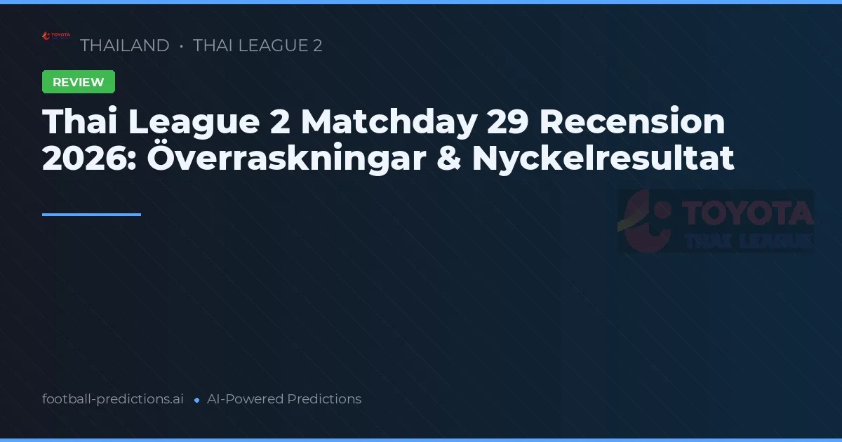 Thai League 2 Matchday 29 Recension 2026: Överraskningar & Nyckelresultat