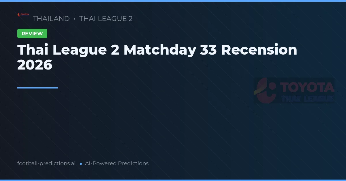 Thai League 2 Matchday 33 Recension 2026