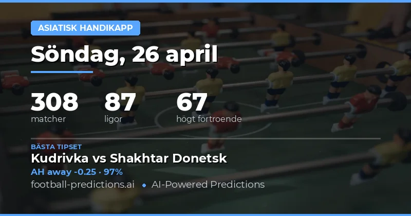 Asiatisk handikapp — Fotbollstips & Speltips — Söndag, 26 april, 2026