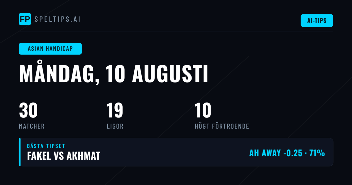 Bästa AH Picks för 10 aug 2026