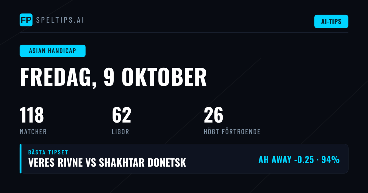 Topp AH-tips för 9 okt 2026