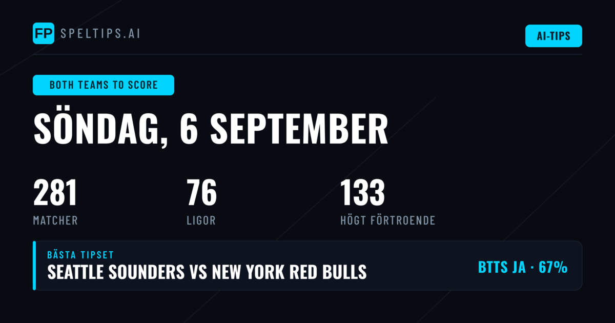Topp BTTS-speltips för 6 september 2026