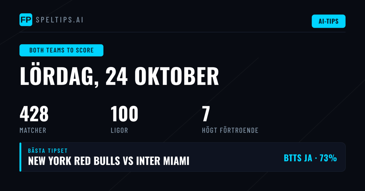 Top BTTS-val för 24 oktober 2026