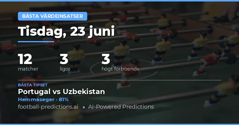 Topp Bästa Value Bets Tips för 23 Jun 2026