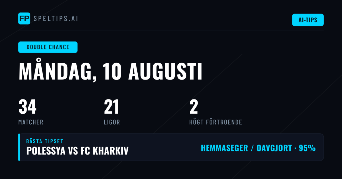 Top DC Tips för 10 aug 2026
