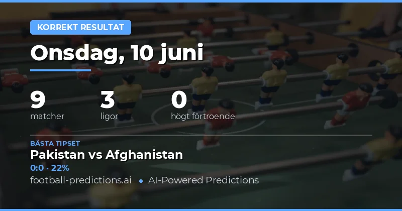 Korrekt resultat — Fotbollstips & Speltips — Onsdag, 10 juni, 2026