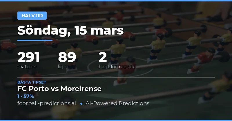 Halvtid tips 15 mars 2026