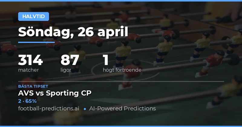Halvtid — Fotbollstips & Speltips — Söndag, 26 april, 2026