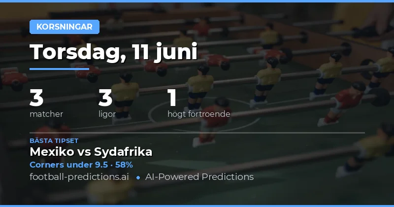 Korsningar — Fotbollstips & Speltips — Torsdag, 11 juni, 2026