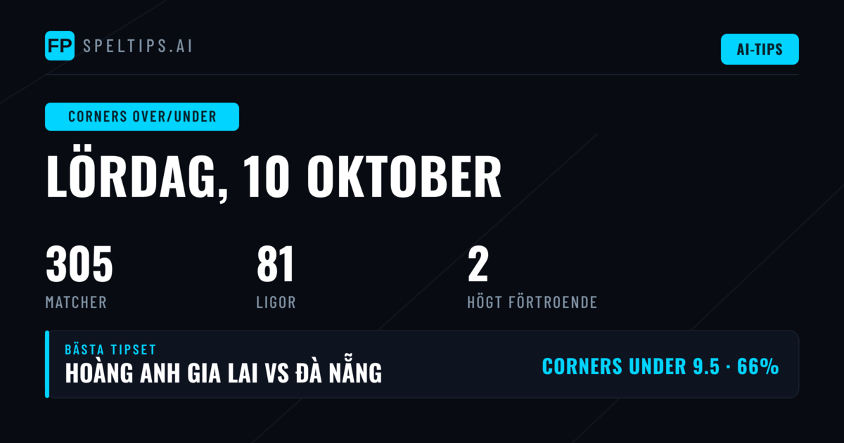 Top O/U Corner Picks 10 okt 2026