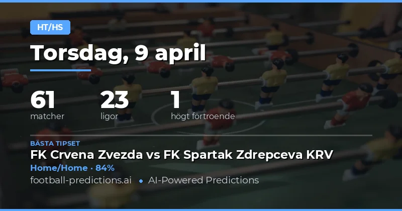 Halvtids- och Slutresultat Tips – 9 April 2026