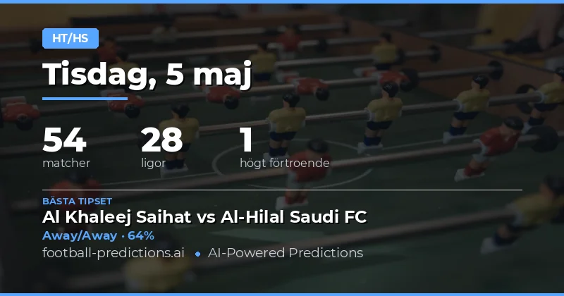 Halvtid/Full Time Analys för 5 Maj 2026