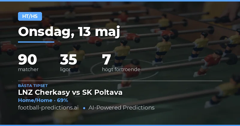 Halvtid/Fulltid Prognoser för 13 Maj 2026