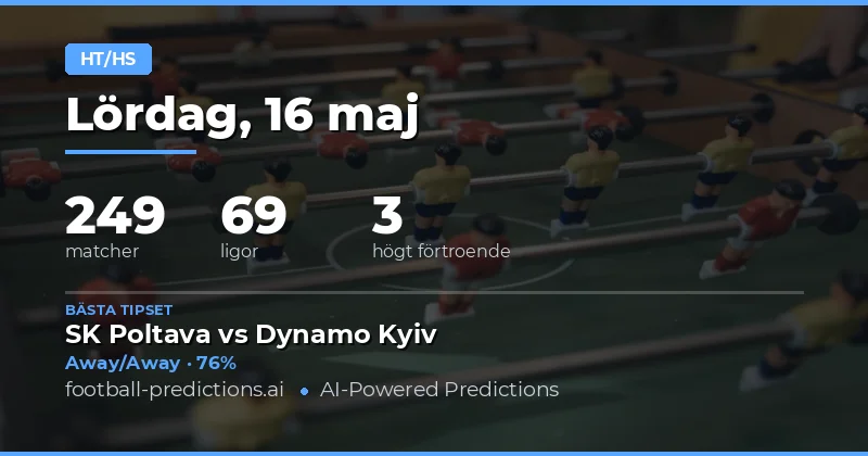Din Guide till Halvtid/Fulltid Tips för den 16 Maj 2026