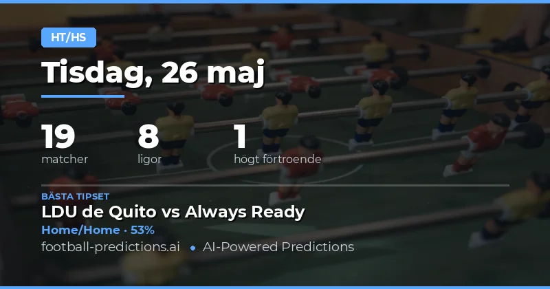Halvtid/Sluttid Speltips och Analys för 26 Maj 2026