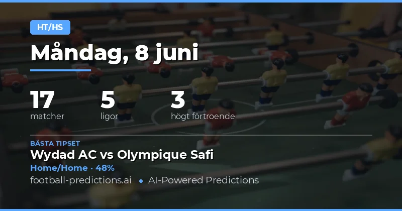 Välkommen till våra HT/FT-analyser för den 8 juni 2026