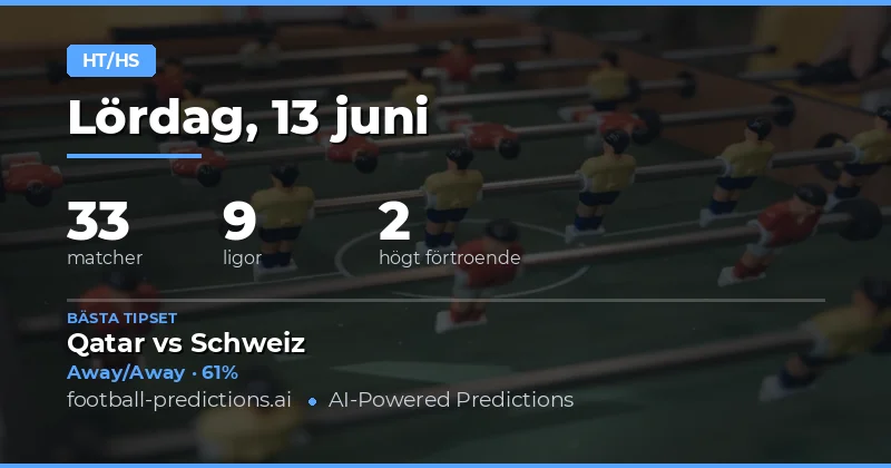 Topp HT/FT Tips för 13 jun 2026
