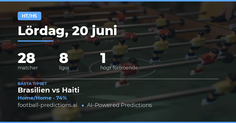 Topp HT/FT Tips för 20 Jun 2026