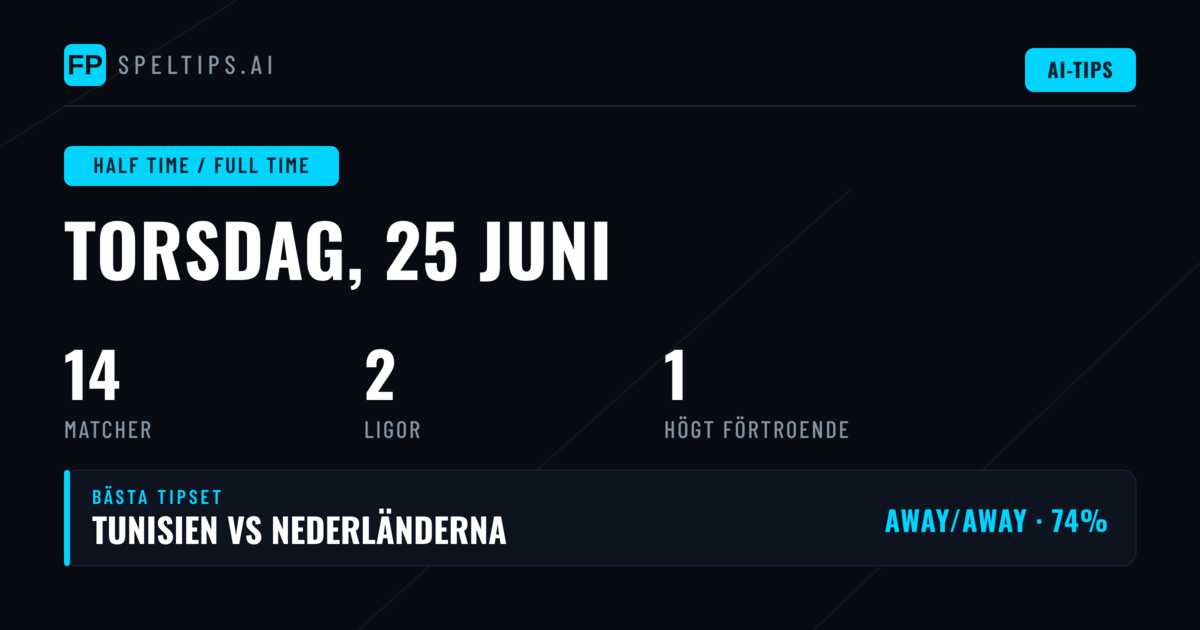 Topp HT/FT Tips för 25 jun 2026