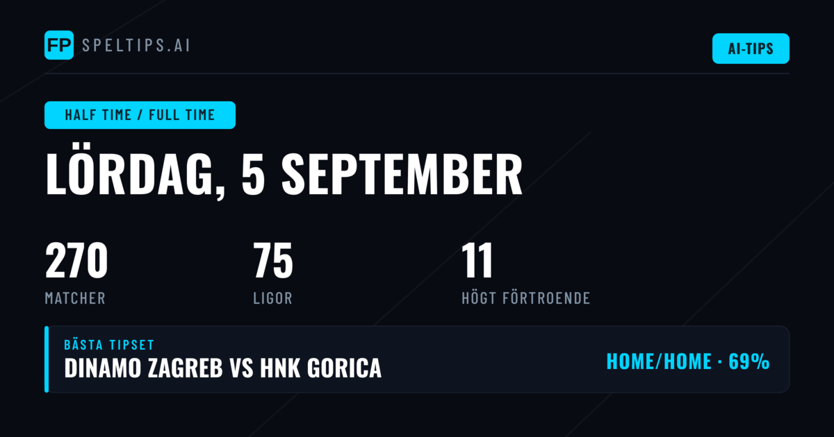 Topp HT/FT-tips för 5 sep 2026