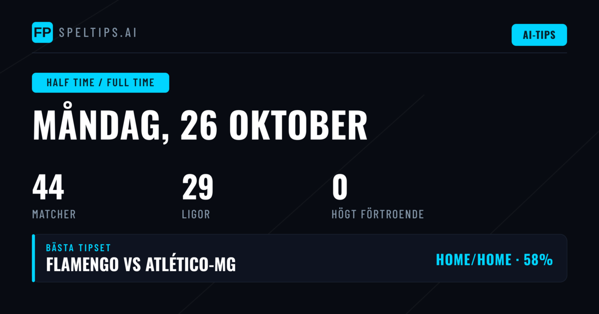 44 fotbollsmöten väntar den 26 oktober 2026