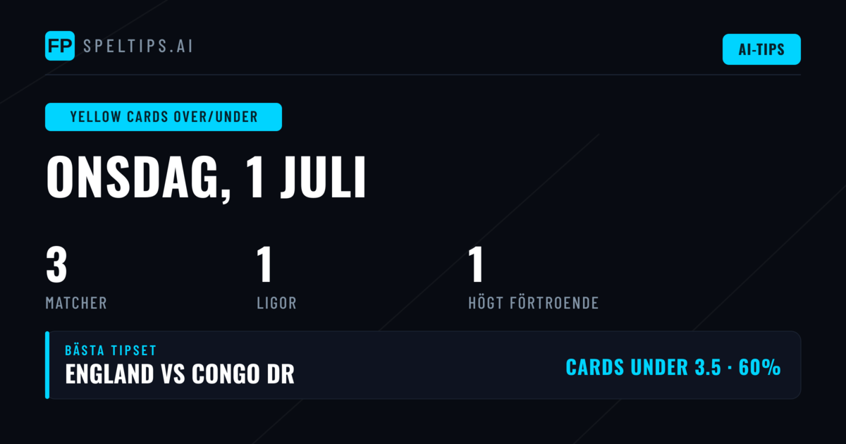 Top Gula kort Över/Under Picks för 1 jul 2026