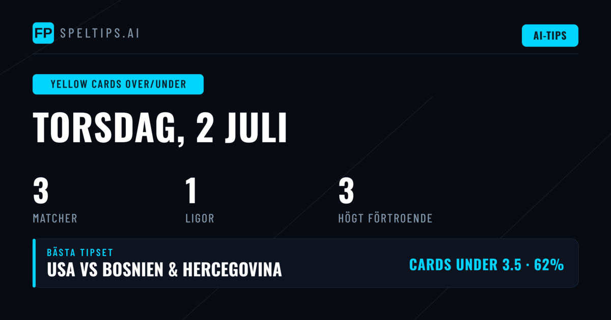 Top Gul-card O/U Picks för 2 juli 2026