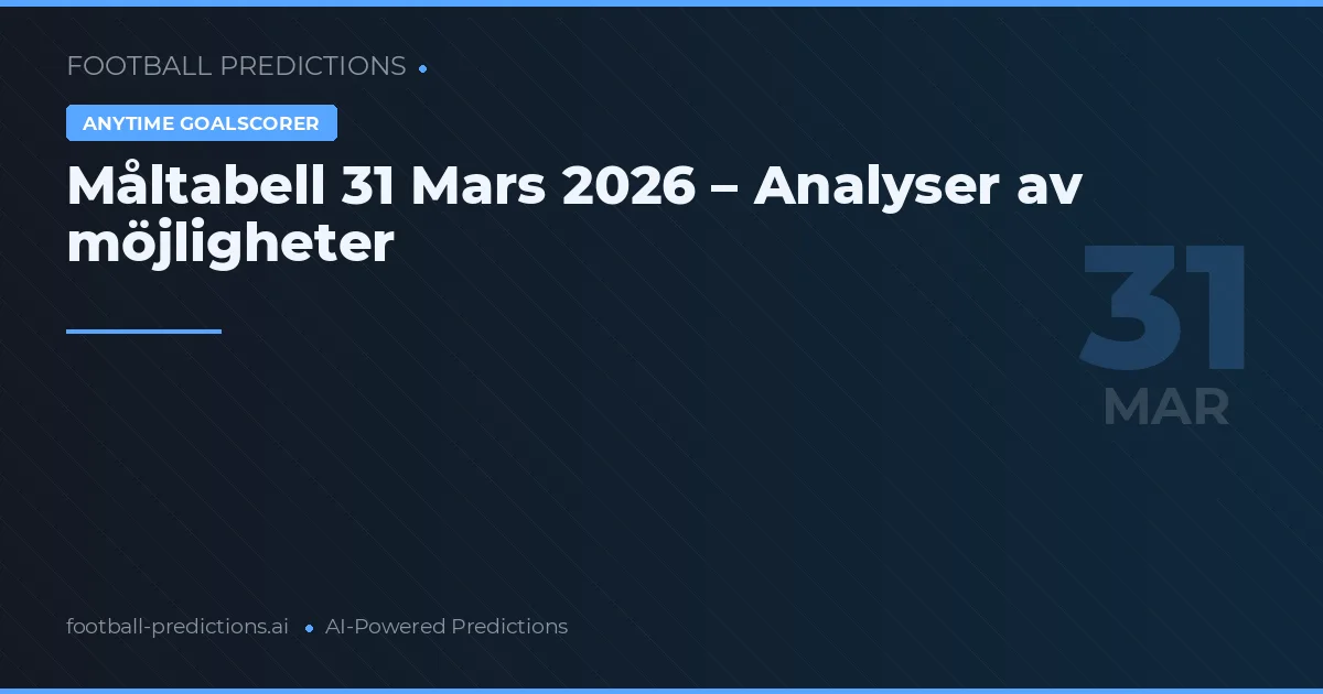 Måltabell 31 Mars 2026 – Analyser av möjligheter