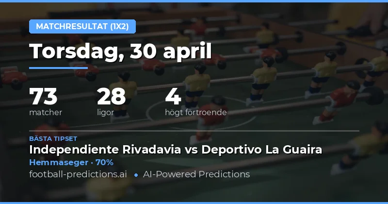 Fotbollstips 1X2 för torsdagen den 30 april 2026