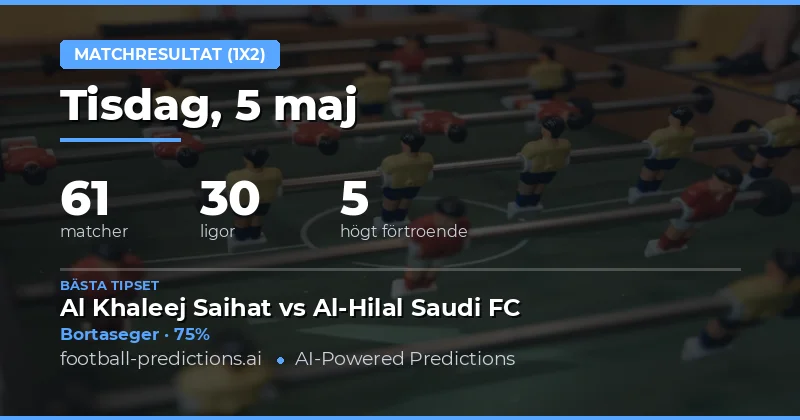 Fotbollstips 5 maj 2026: Analys av dagens 1X2-marknad