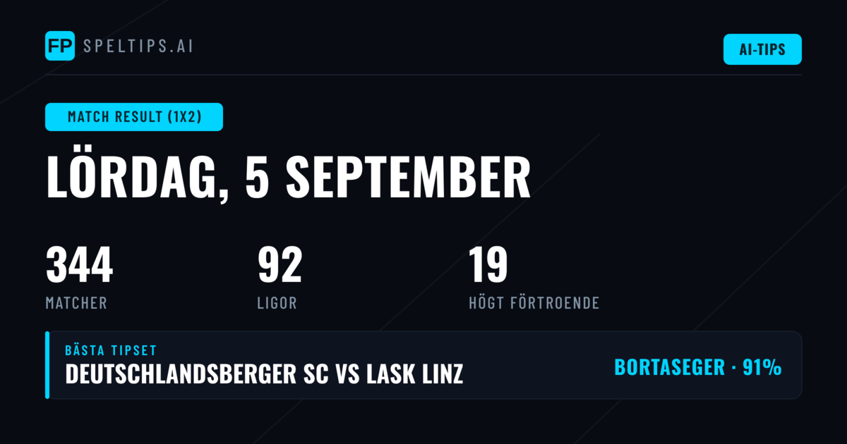 Topp 1X2 Tips för 5 September 2026