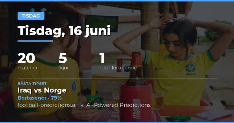 Fotbollstips & Speltips — Tisdag, 16 juni, 2026