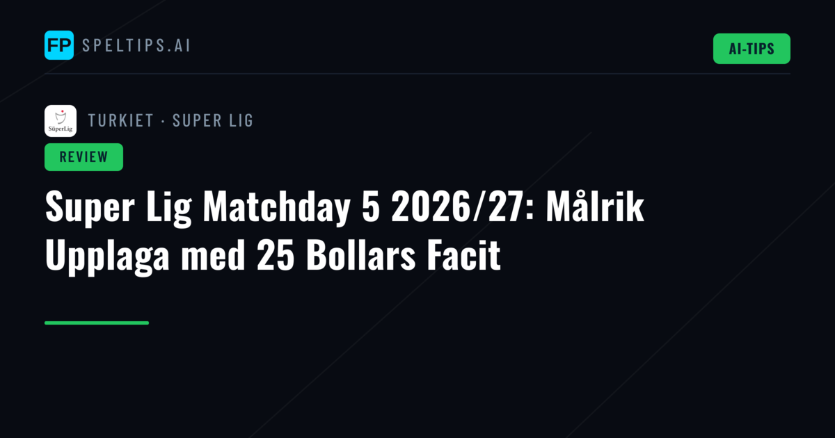 Super Lig Matchday 5 2026/27: Målrik Upplaga med 25 Bollars Facit