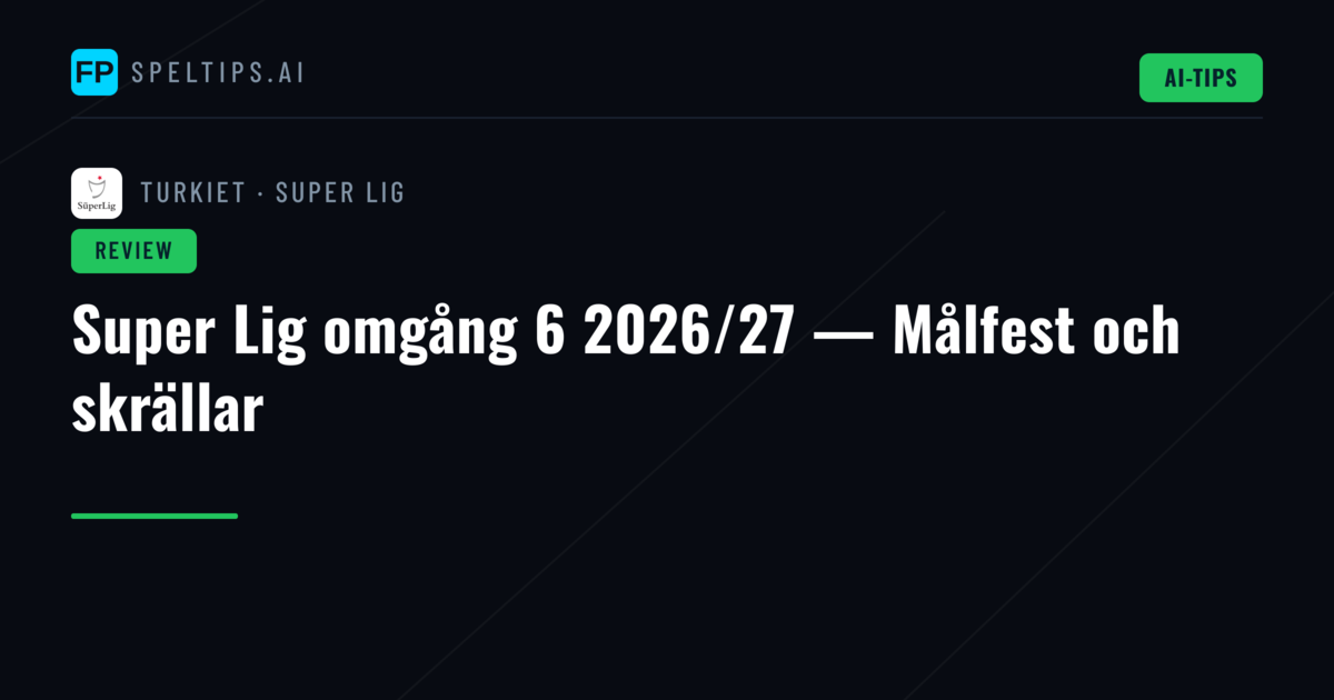 Super Lig omgång 6 2026/27 — Målfest och skrällar