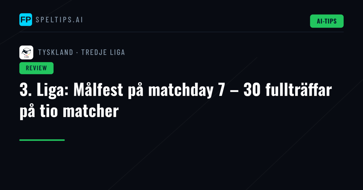 3. Liga: Målfest på matchday 7 – 30 fullträffar på tio matcher