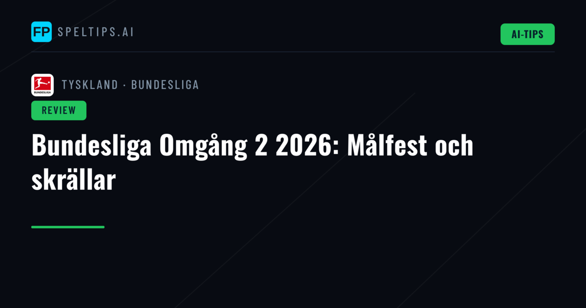 Bundesliga Omgång 2 2026: Målfest och skrällar