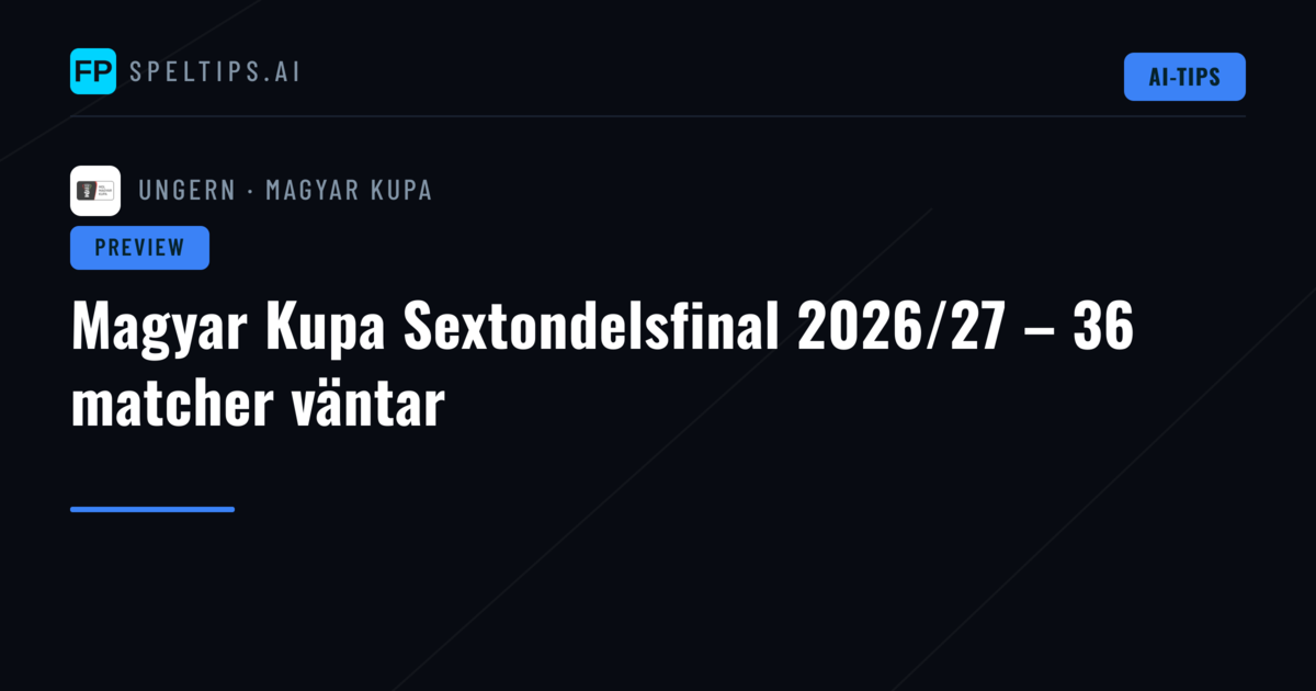 Magyar Kupa Sextondelsfinal 2026/27 – 36 matcher väntar