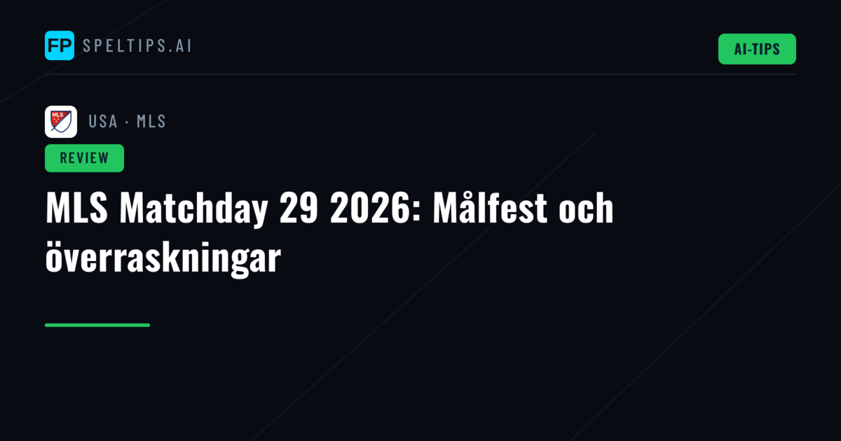 MLS Matchday 29 2026: Målfest och överraskningar