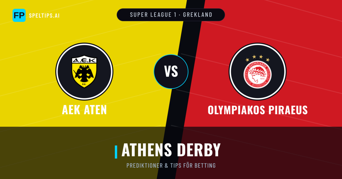 AEK Aten vs Olympiakos Piraeus Prognoser & Statistik